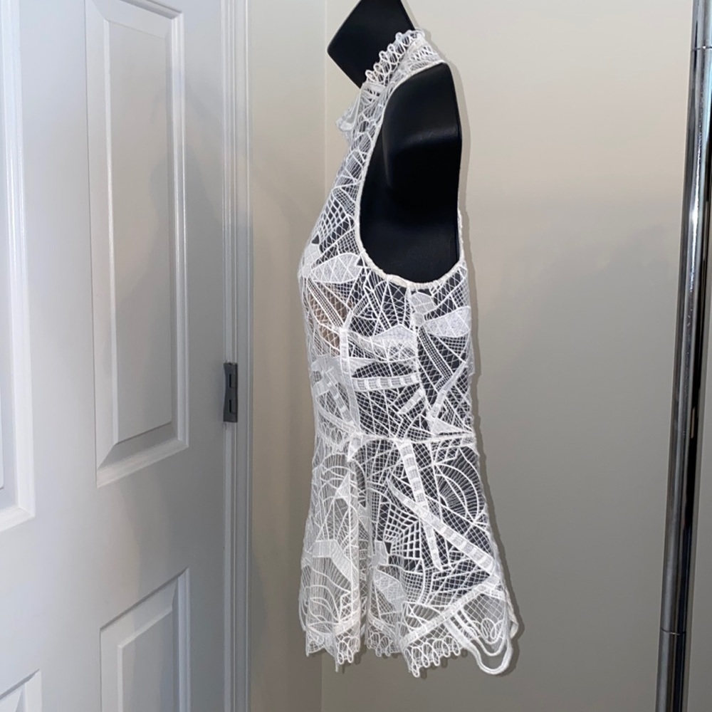 Jonathan Simkhai White Lace Collar  Peplum Top Size 2 (XSmall) - Picture 9 of 10